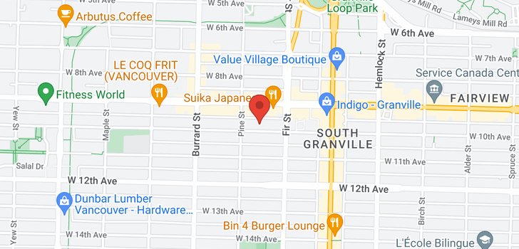 map of 311 1675 W 10TH AVENUE